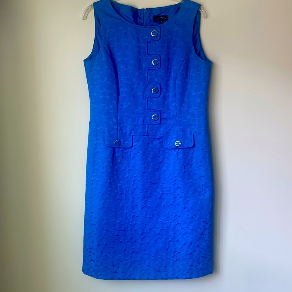 Tahari Arthur S Levine blue mid length dress